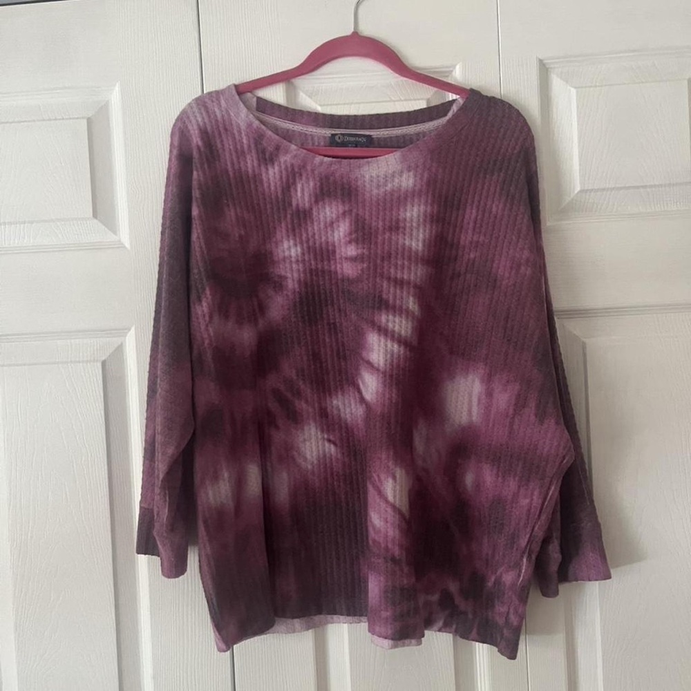 Democracy Women's Purple Tie-Dye Cowl Neck Sweater